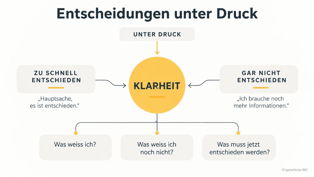 Zwei typische Entscheidungsfallen unter Druck: zu schnell entscheiden oder gar nicht entscheiden